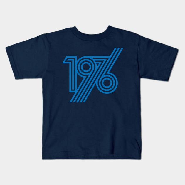 1976 style 70`s blue line Kids T-Shirt by VyacheslavKolb